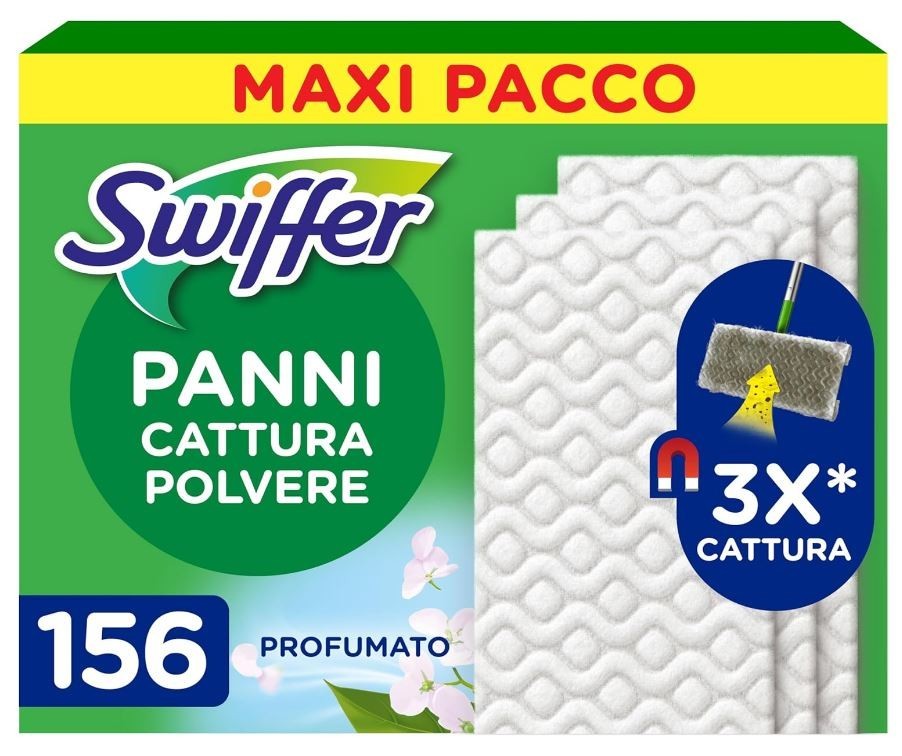 Swiffer Panni Cattura Polvere 156 Panni Microfibra Dry Cattura Polvere e Sporco