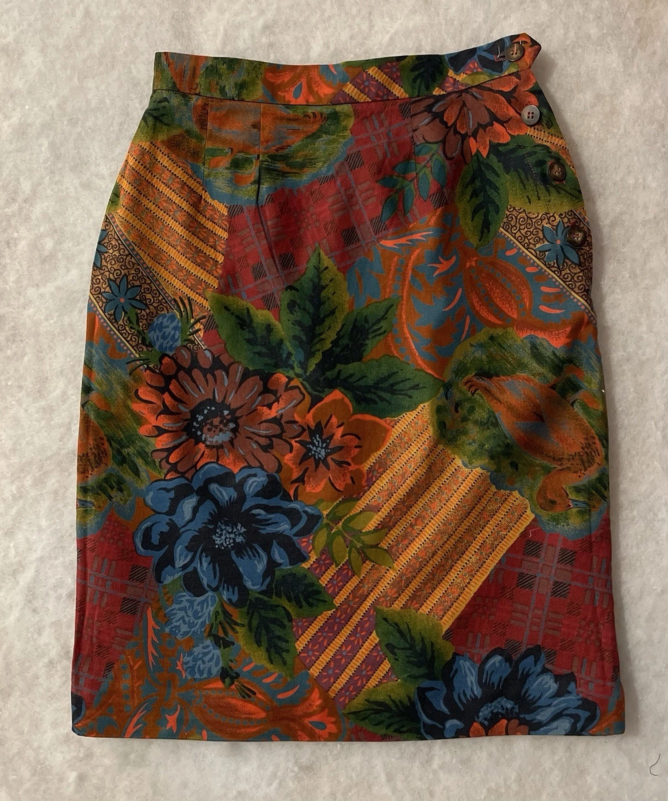 Multicolored Floral Patchwork Midi Skirt By Real Sport