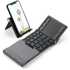 Foldable Keyboard with Touchpad, BK08 Portable Tri-Folding Bluetooth Keyboard...