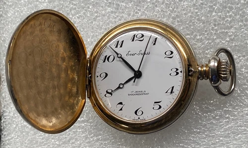 Vintage Swiss Made Ever Swiss Winding Pocket Watch 17 Jewels Needs Service