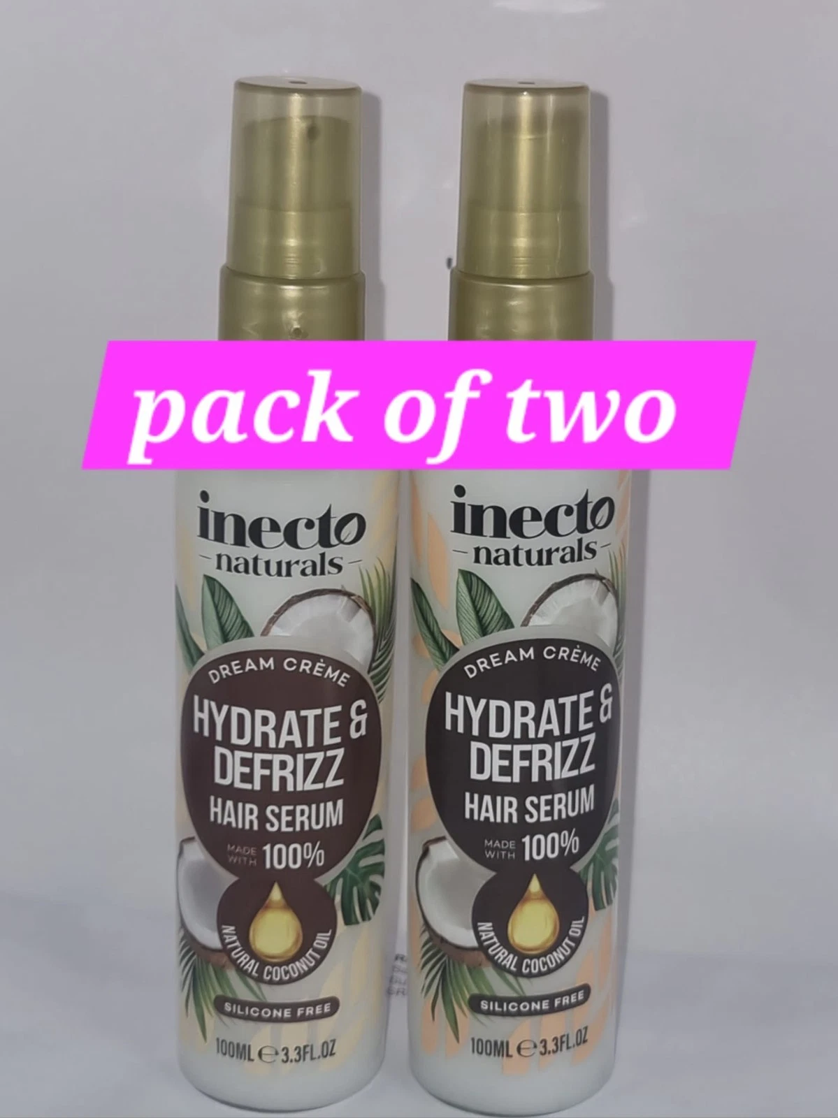 Inecto Naturals Hydrating & Defrizz Hair Serum 100ml (Pack of 2)S95/E.IH/F.DJ/3