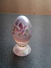 VTG Fenton Glass Egg Pink Floral PNT By D Borlrous #13