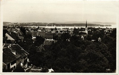 Kreuzlingen Switzerland RPPC Postcard Germany Border 1936 Helvetia Stamps