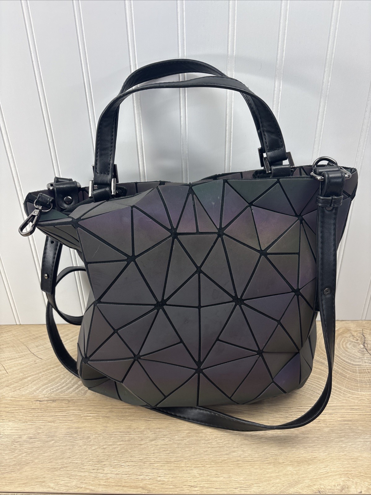Lovevook Prism Holographic Geometric Luminous Double Handle Crossbody Bag Purse image 2