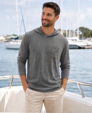 Vineyard Vines Hooded Long Sleeve Pocket T-Shirt Gray Pima Cotton Mens Small