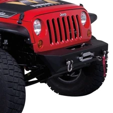 For Jeep Wrangler JK 18 Warrior Rock Crawler Stubby Black Front Winch HD Bumper