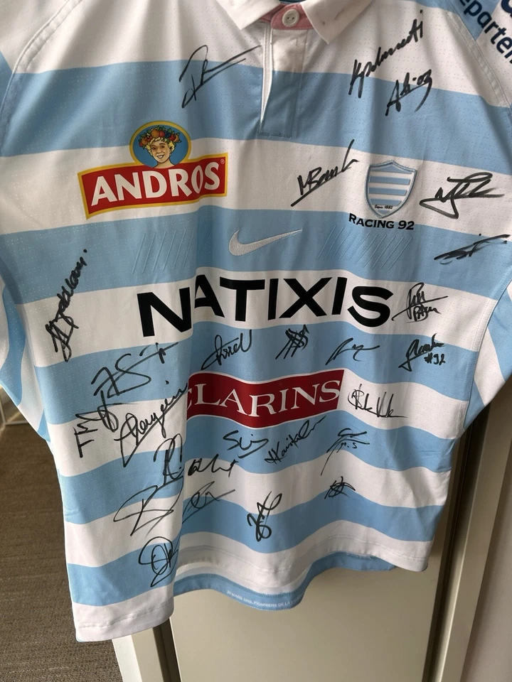 Camiseta deportiva de rugby firmada Racing 92 Nike Paris Top 14 edición de jugadores Finn Russell Foto 2 de 4