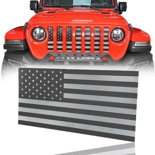 Black/White USA Flag Painted Grille Mesh Insert for Jeep Wrangler JL 18-24 & JT - Picture 12 of 12