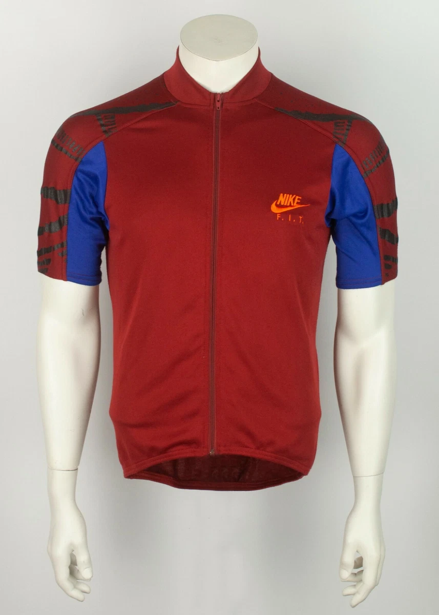 VTG 90s Nike F.I.T. Printed Cycling Jersey Short Sleeve Full Zip M