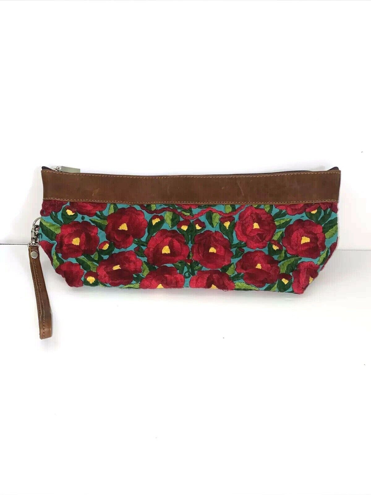 Leather Rectangular Clutch Purse with Embroidered… - image 2