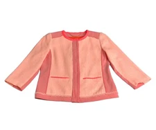 Elie Tahari Blazer Jacket Women 8 Pink Peach Glow Pearson Tweed Snap Preppy Chic