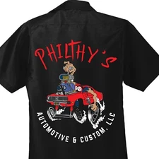 RED KAP Mechanic Shirt Grease Monkey Gear Head Rat Fink Ed Roth Classic Cars