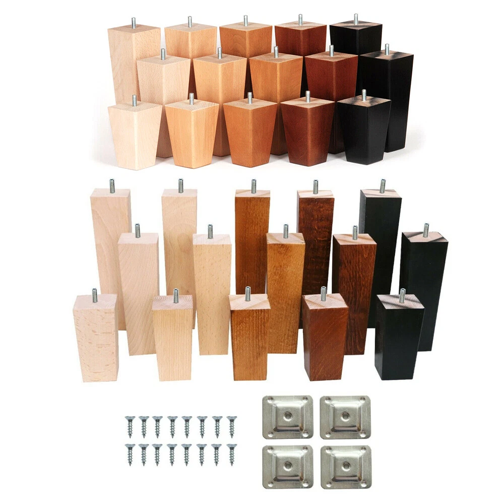 4x Wooden Furniture Square Tapered 4 10 Feet Legs For Bed Stools Sofa Chair