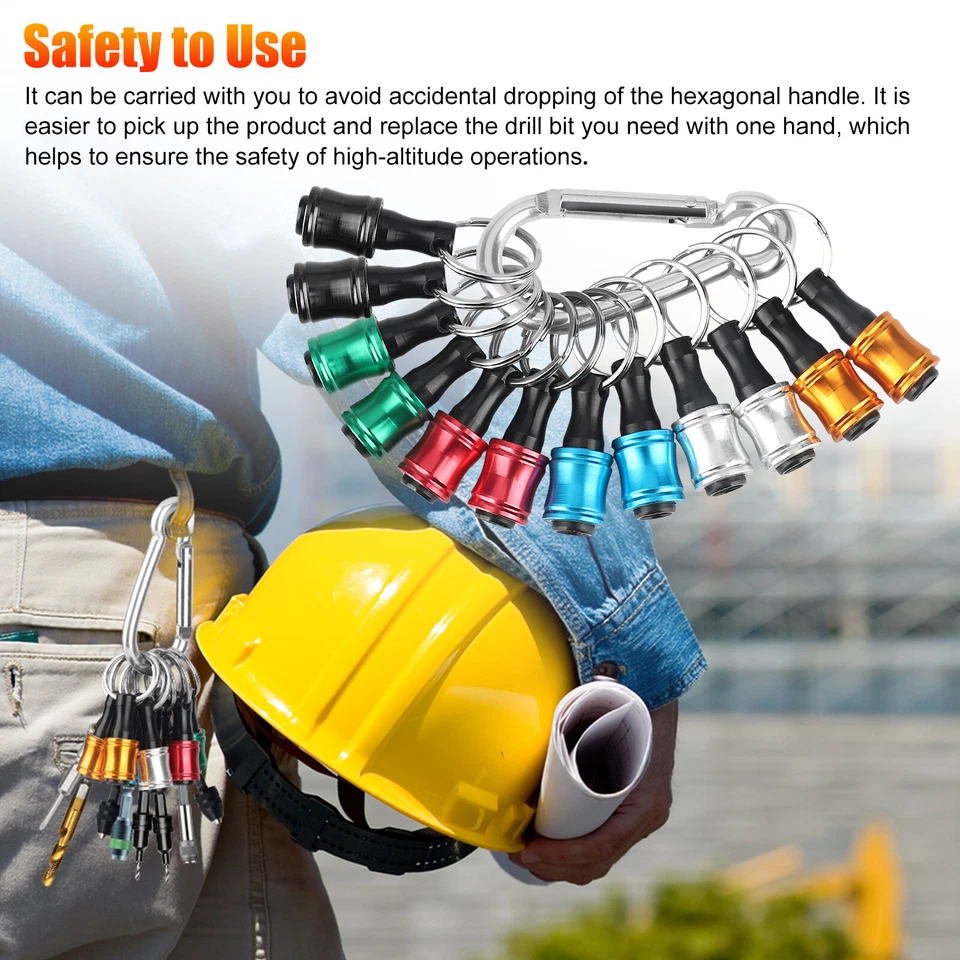 12PCS 1/4" Hex Shank Quick Release Keychain Screwdriver Drill Bit Holder Bit Set - Image 4 of 4