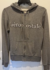 Aeropostale Full Zip Up Grey Gray Sweatshirt Hoodie Women s Size Medium