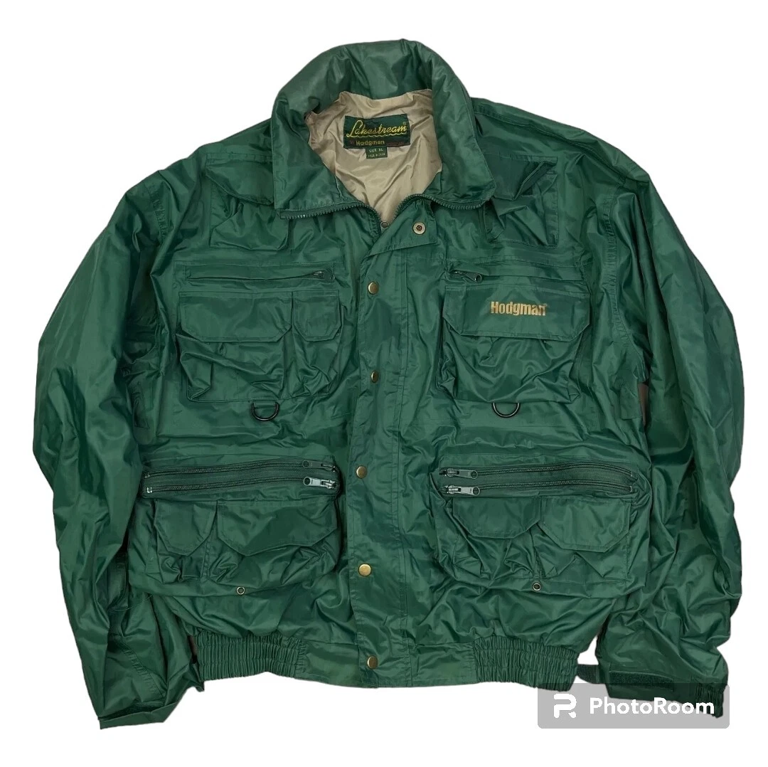 Vintage Hodgman Lakestream Fishing Jacket XL Mens Packable Hood Full Zip Pockets