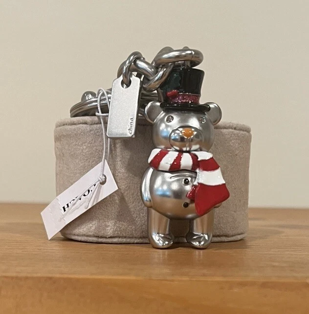 Coach Tono Plateado MUÑECO DE NIEVE OSO Sombrero Bufanda Llavero Llavero Bolso de Mano Dije CN572 Foto 2 de 4