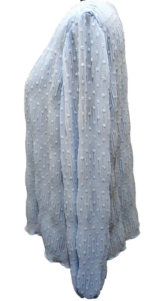 Blusa White House Black Market M pó textura azul bolinhas Swiftie - Imagem 4 de 4