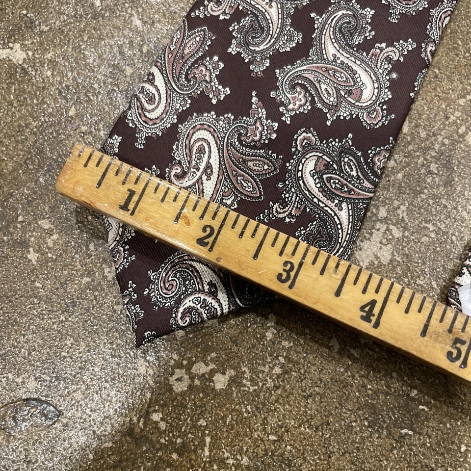 Corbata Hardy Amies Para Hombre Corbata Londres Toda Seda Marrón Paisley 57"x3.5" Foto 2 de 4