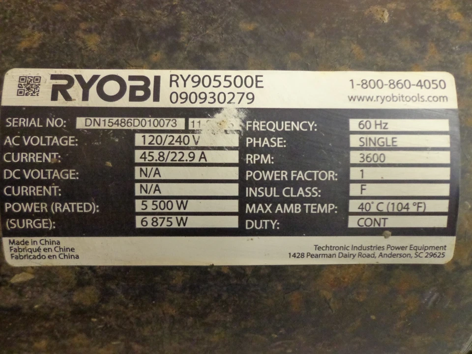 Ryobi RY905500E 5500w gas generator stator 310772016 *NLA* USED FREE SHIPPING - Image 4 of 4