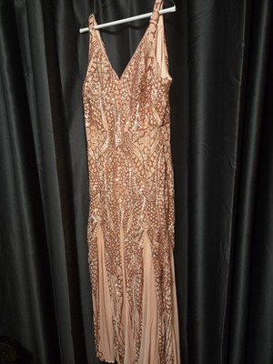 Rose Gold sequin evening gown size 16 | eBay