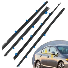 4X Weatherstrip Window Moulding Trim Seal Belt For Honda Civic Sedan 4 Dr 12-15