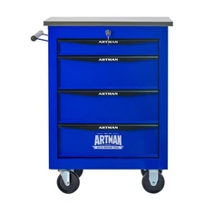 4-Drawer Tool Cart with Wheels & SS Top - Rolling Workshop Storage for Garage