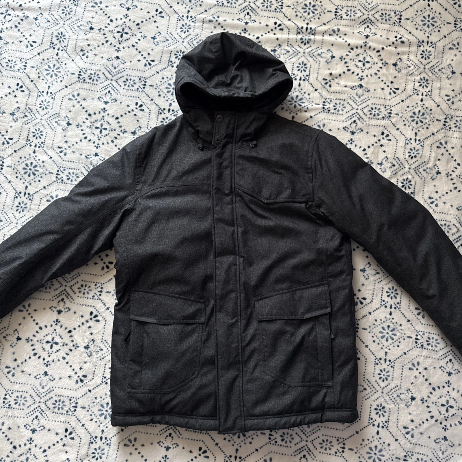 Prana Mens Holmes Puffer Jacket, Hooded Full Zip, XL, Dark Grey (NOT BLACK) - product detail image 1