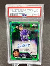 2023 Topps Chrome Update Series Sapphire Ezequiel Tovar Auto Green /99 PSA 10
