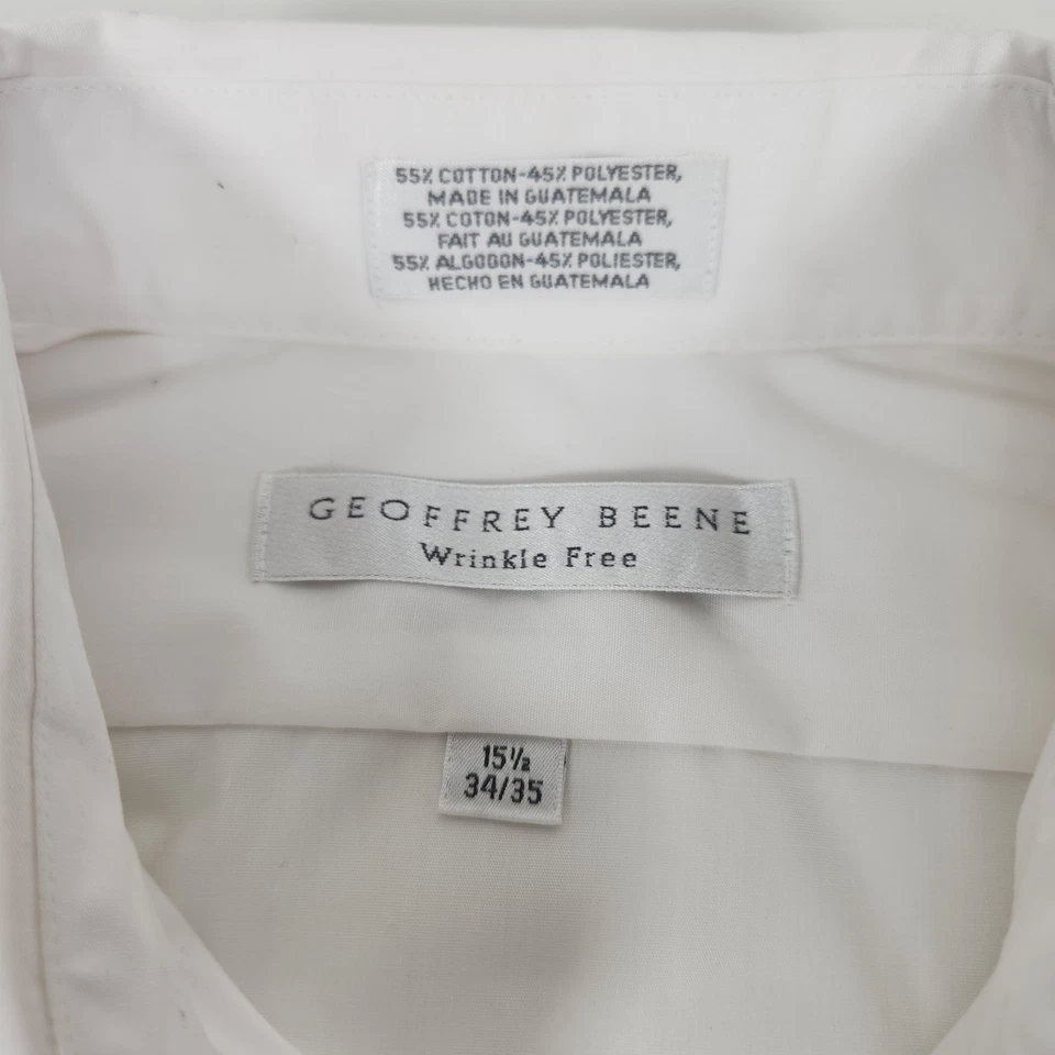 Geoffrey Beene White Cotton Wrinkle Free Shirt 15.5 34/35 French Cuff - Image 3 of 4
