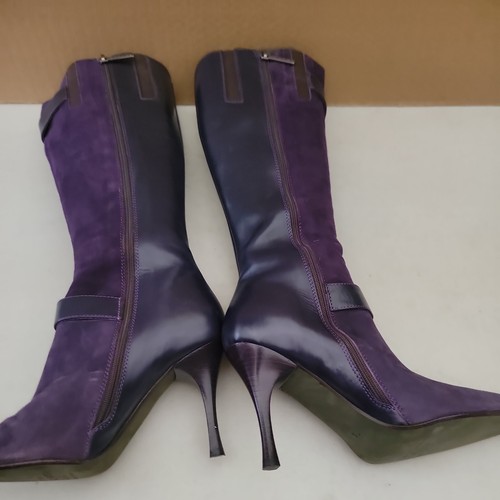 Donald Pliner Purple Suede and Leather Boot Shoe Embellished Studs - Picture 8 of 8