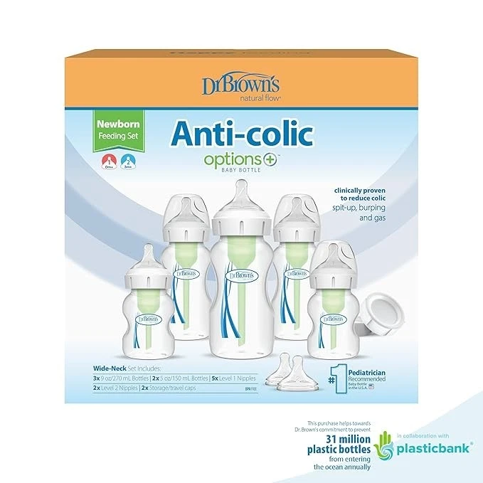 Dr. Brown's Options+ Wide-Neck Newborn Feeding Set WB09600 New