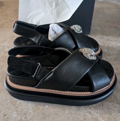 Sandali donna Kurt Geiger London Orson cinturino incrociato pelle nera taglia 7,5 nuovi - Foto 8 di 10