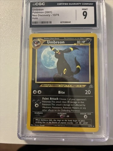 Umbreon Holo Rare Neo Discovery 2001 Pokemon 13/75 CGC 9 Mint