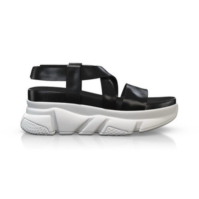 Girotti Women s Chunky Platform Black Leather White Sole Sandal EU 39/US 8.5 New