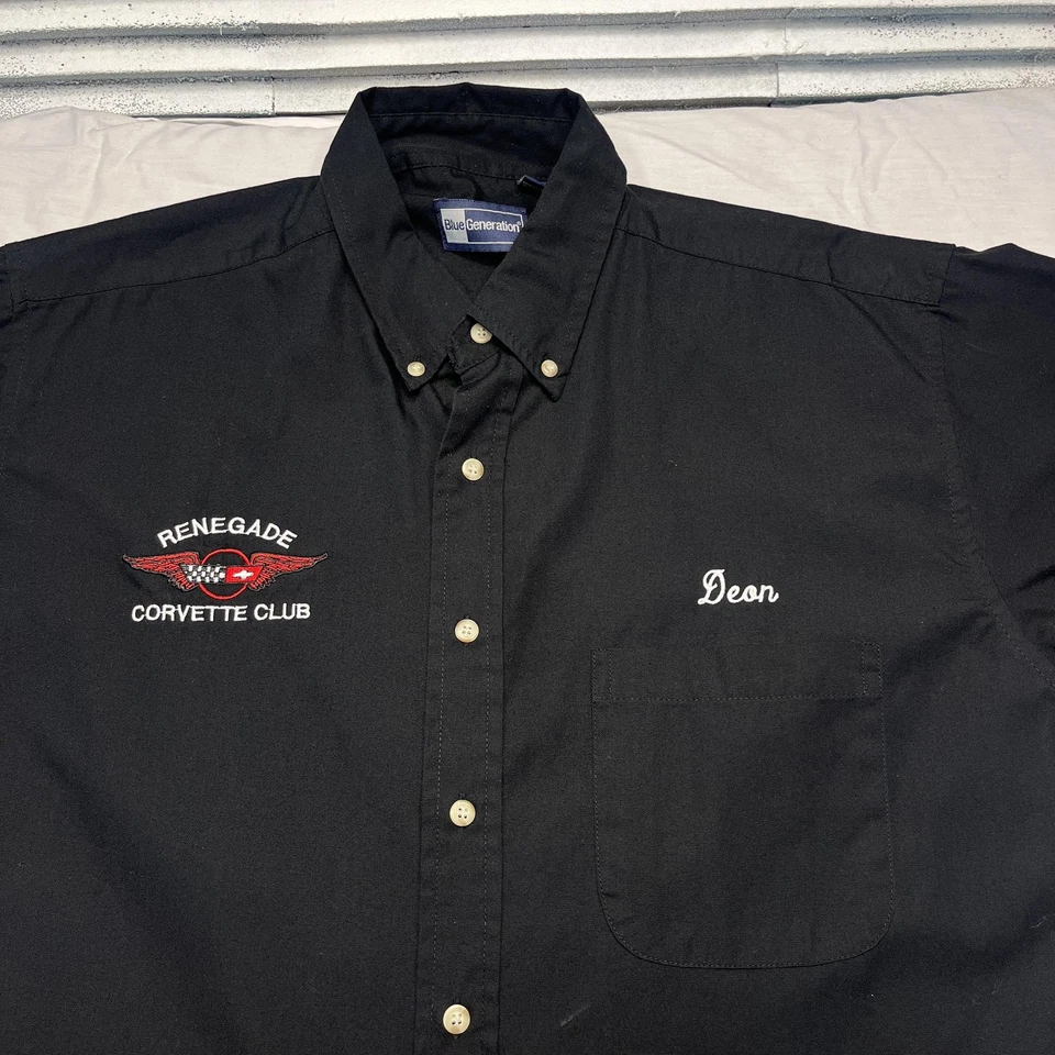 Renegade Corvette Club Shirt Mens Large Generation Button Up Embroidered Racing - Image 4 of 4