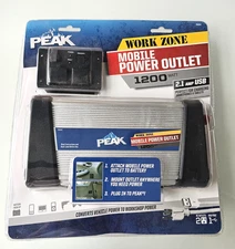 Peak Work Zone 1200 Watt Mobile Power Outlet 2.1 AMP USB . NEW SEALED.