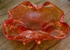 Beautiful Vintage Murano Bullicante Style Hand Blown Orange Glass Ashtray Bowl