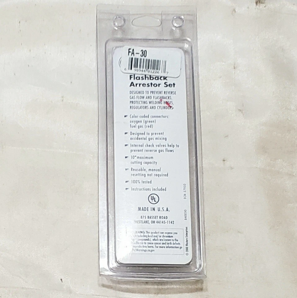 Western Enterprises FA-30 Flashback Arrestor Set Regulator Oxygen Fuel - Image 2 of 2