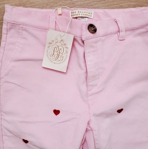 The Beaufort Bonnet Company Pep Club Pink Corduroy Embroidered Heart Pants sz10 - Picture 5 of 6