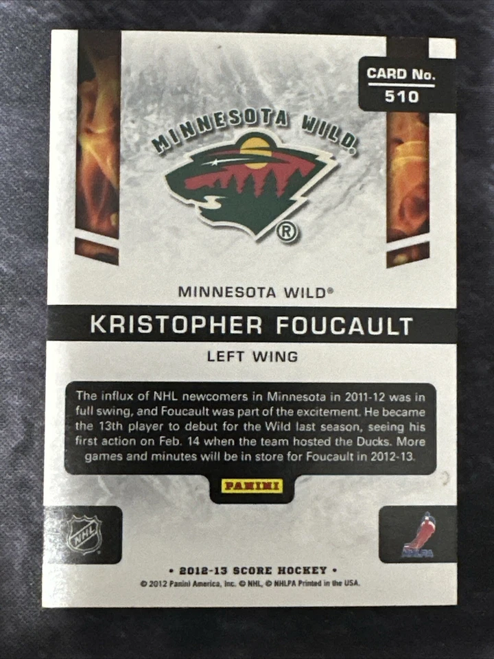 2012-13 Score Rookies 510 Kristopher Foucault Minnesota Wild - Image 2 of 2