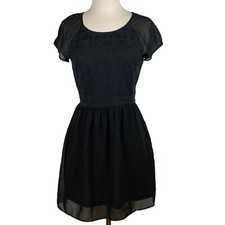 H&M Divided Women's Little Black dress geometric shapes sheer and lined Size 6