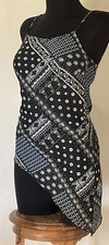 Navy & Light Blue Geometric Handkerchief Shirt Made in the USA by La Belle-Small