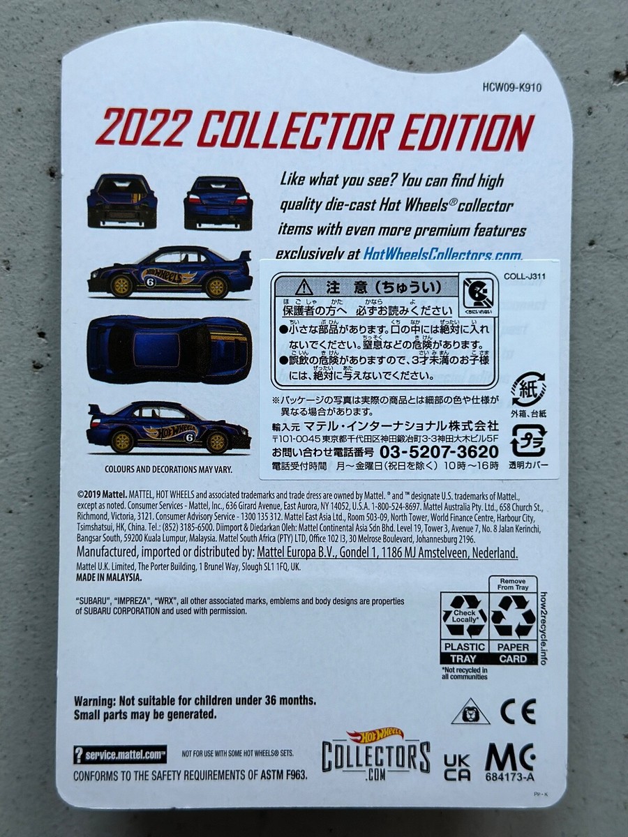 Hot Wheels 2022 Collector Edition SUBARU IMPREZA WRX RLC JDM