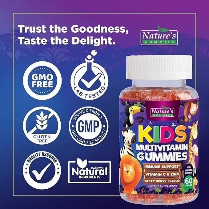 Kids Multivitamin Gummies - Daily Vitamins for Kids, Vitamin C, D3, Zinc Immune - Image 4 of 4