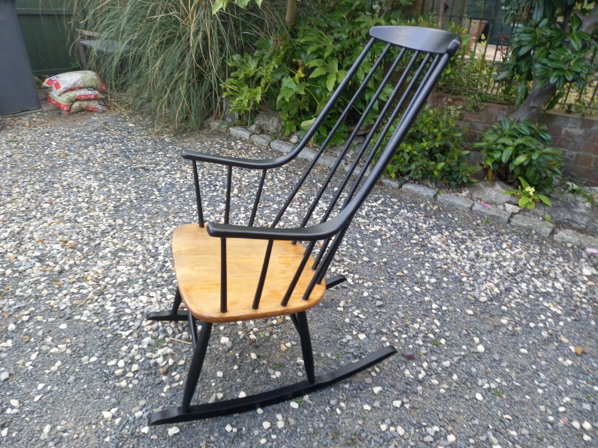 LENA LARSSON NESTO EBONISED AND ASH SEAT ROCKING CHAIR MID CENTURY