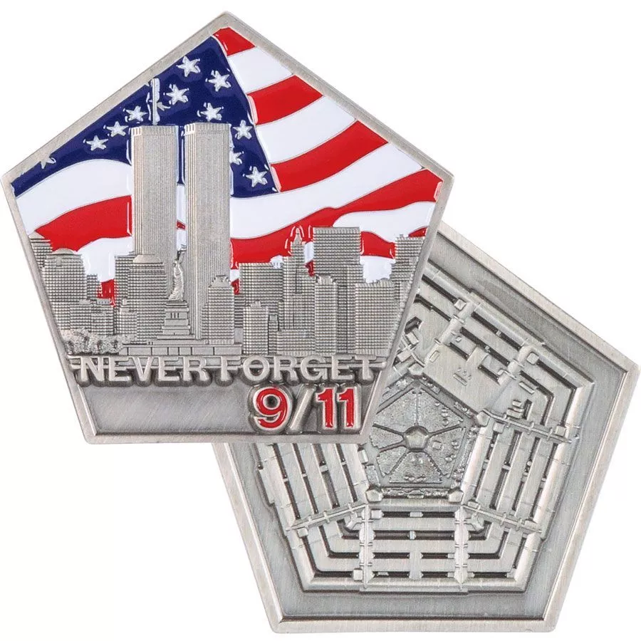 9-11 WTC WORLD TRADE CENTER TWIN TOWERS 1.75" NEVER FORGET FLAG CHALLENGE  COIN | eBay