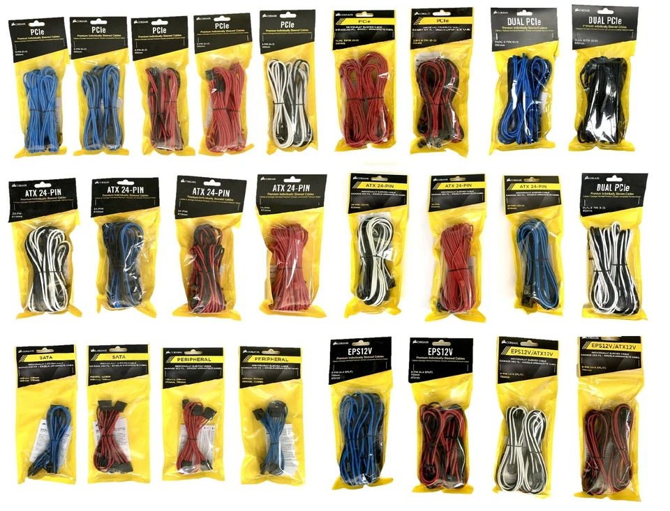 Corsair Various Individually Sleeved Cables - ATX 24 EPS12V PCIe SATA PERIPHERAL