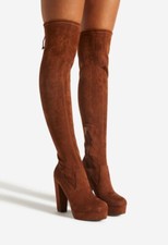 NIB Brown Faux Suede Over The Knee Block Heel Boot size 10 MSRP 89.99