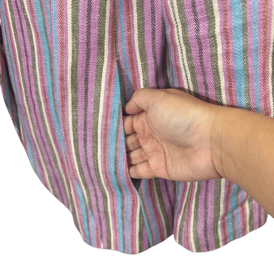 Akris Punto Striped Blue Pink Notched Collar Blazer Jacket 100% Linen sz 12USA - Image 3 of 4